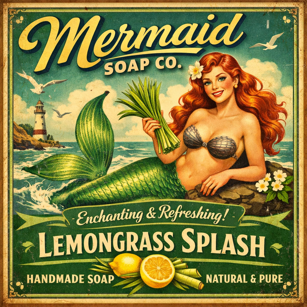 Lemongrass Splash Mermaid Soap Set of 3 - Handmade Coastal Bars